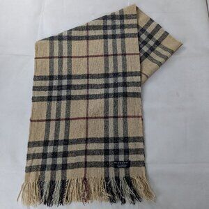 Authentic Burberry Lambswool Check Scarf Beige Unisex